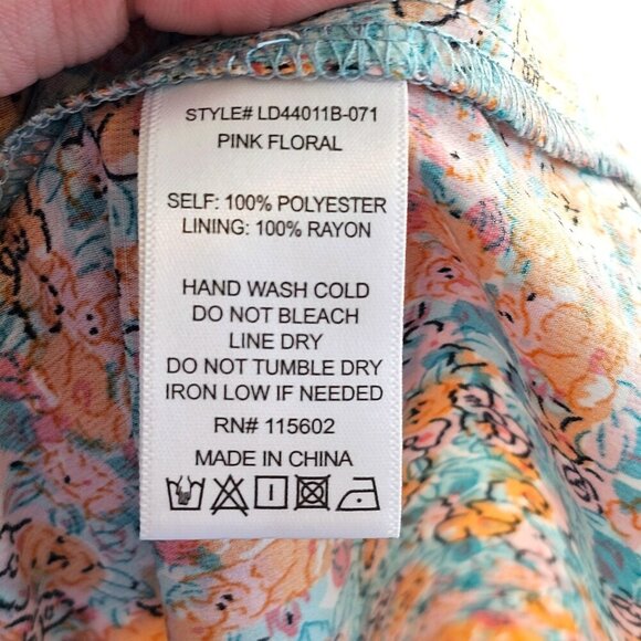 Piper & Scoot Light Blue & Orange Puff Sleeve Floral Dress Sz S - Picture 5 of 6